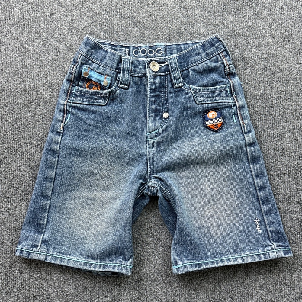 Coogi Denim Shorts Kids 4T Blue Embroidered Logo Streetwear Embroidered